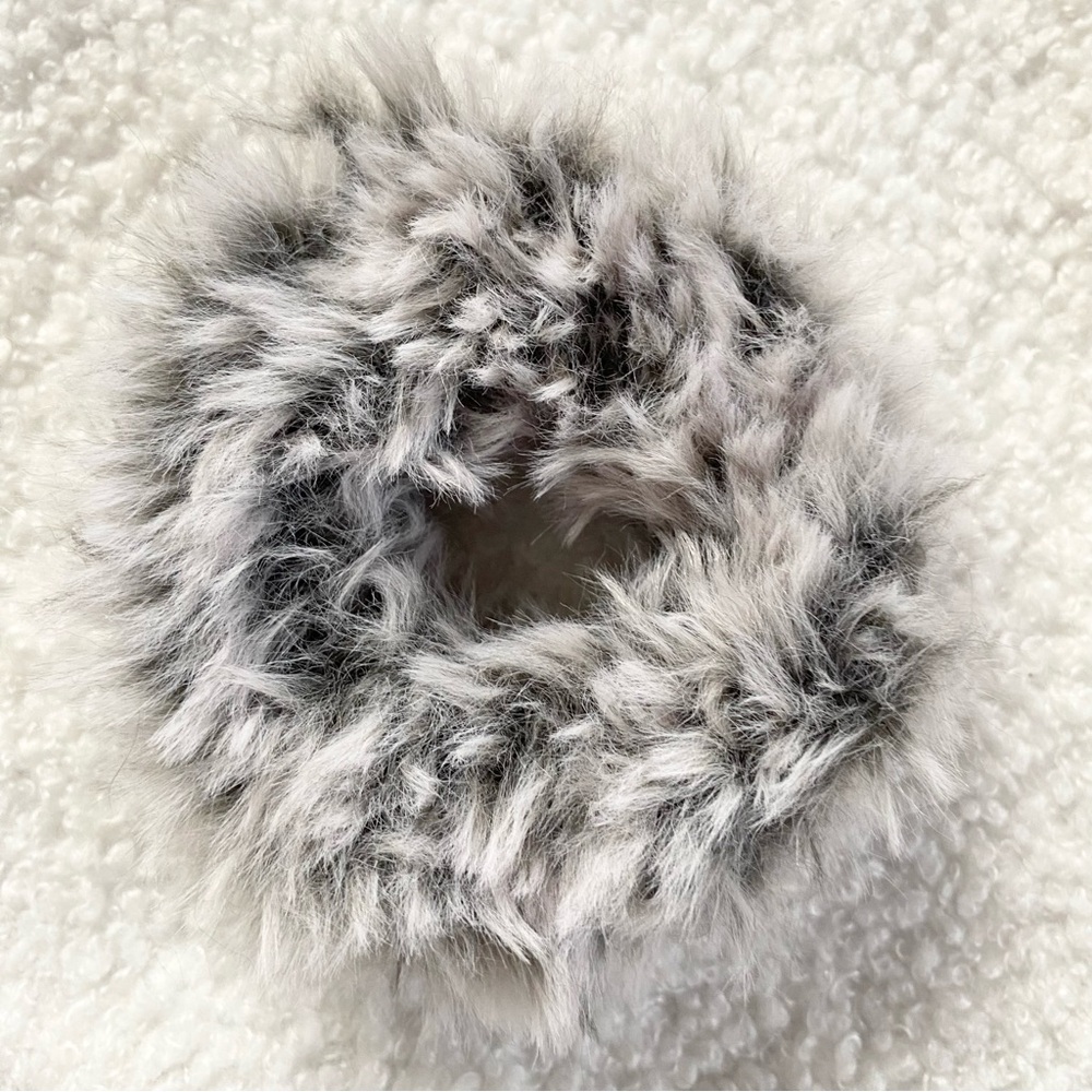 Handmade Gray Frost Faux Fur Hair Scrunchie
